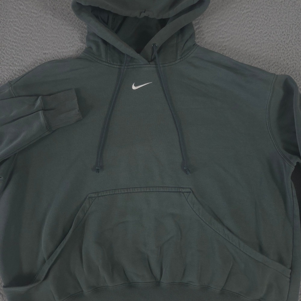 Nike Hoodie Womens XL Green Oversized Pullover Swoosh Cotton Blend Fleece Pocket